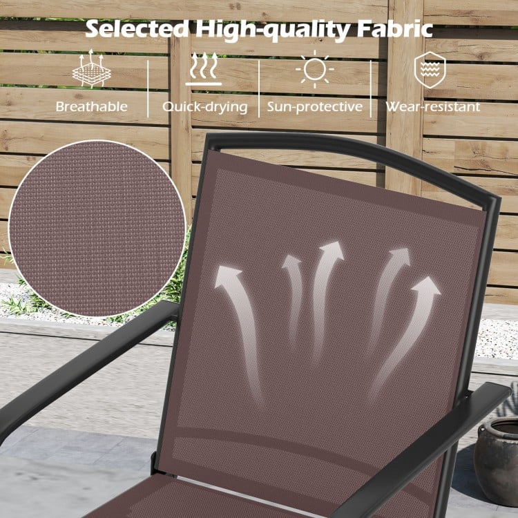 Outdoor Swivel Chairs Set of 2 with High Back and Breathable Seat-Coffee