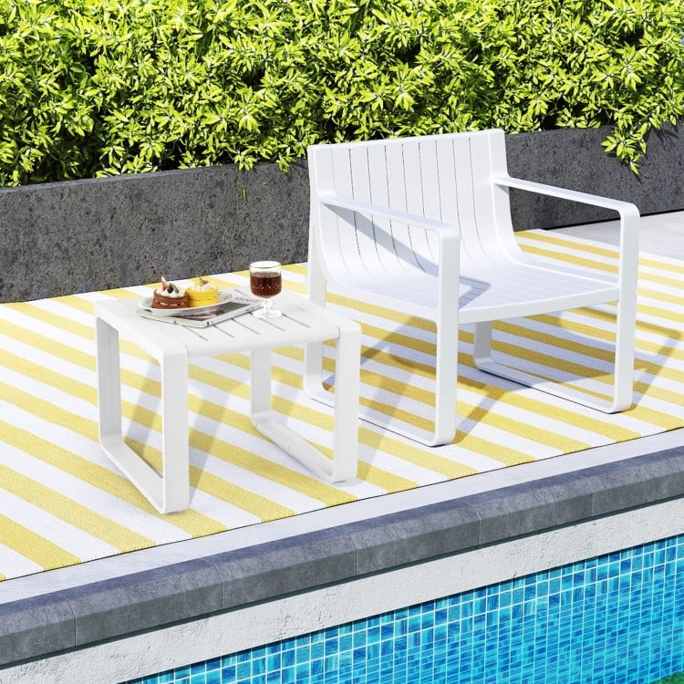 Weather Resistant Adirondack Outdoor Side Table Set of 2-White
