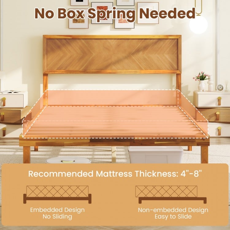 Twin/Full/Queen Size Bed Frame with Headboard and Storage Space-Full Size