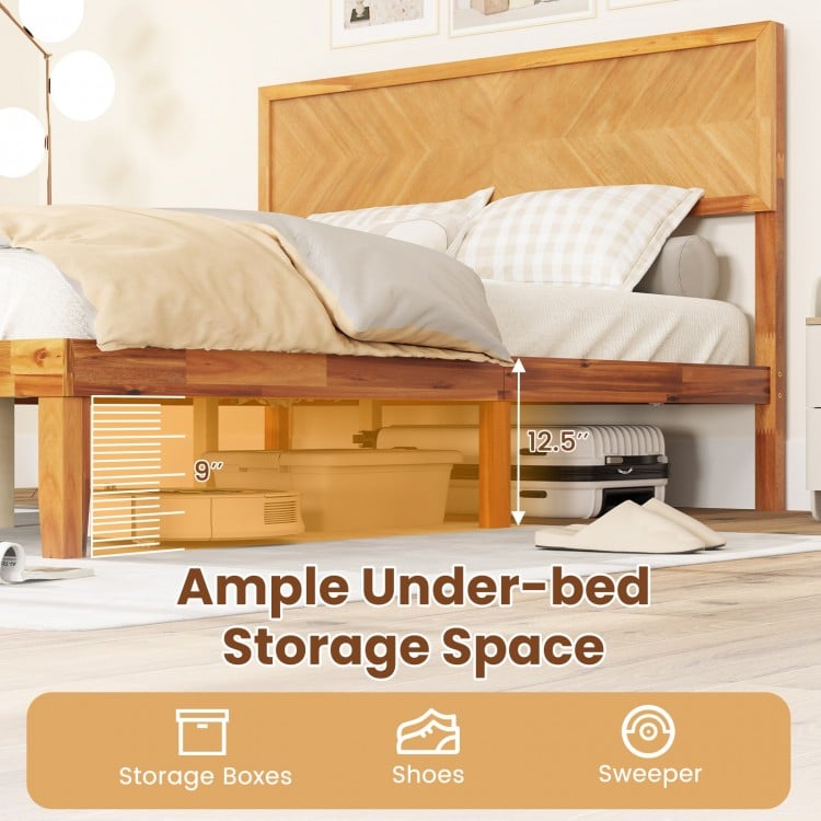 Twin/Full/Queen Size Bed Frame with Headboard and Storage Space-Full Size