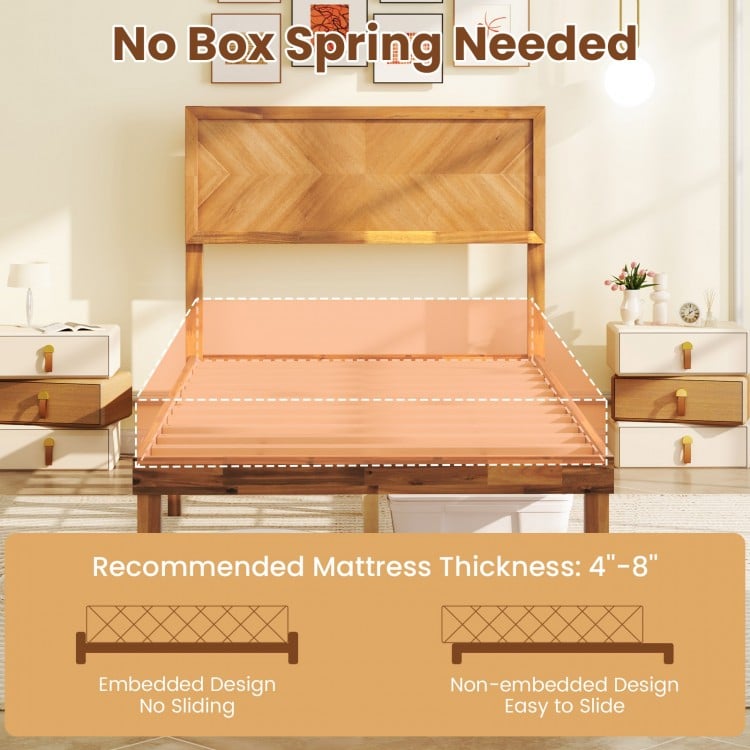 Twin/Full/Queen Size Bed Frame with Headboard and Storage Space-Twin Size
