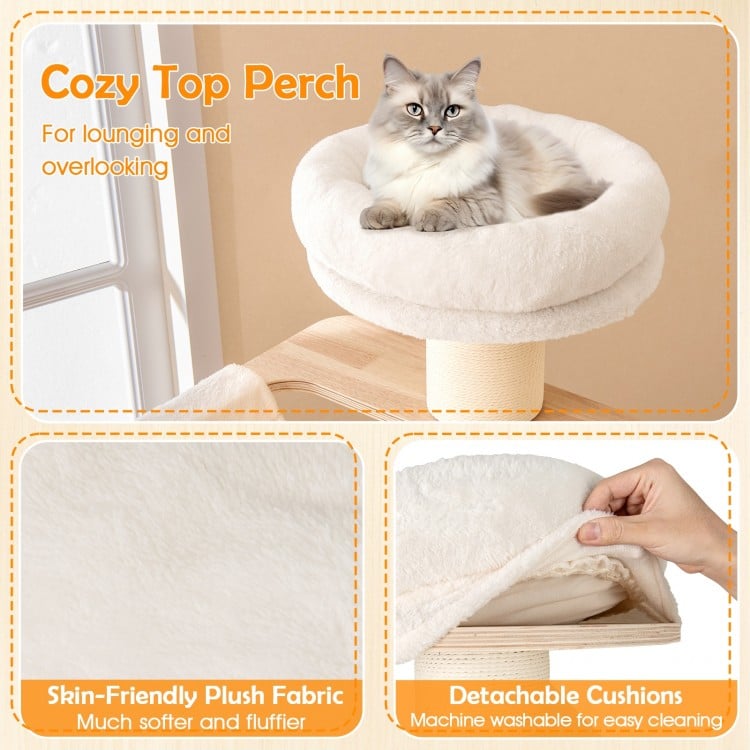 69 Inches Tall Cat Tree with Cozy Top Perch and Washable Plush Cushions