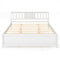Wooden Platform Bed with Headboard and Wood Slat Support White-Queen Size