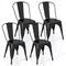 Metal Dining Chairs Set of 4 with Removable Backrest for Dining Room Restaurant Living Room-Black