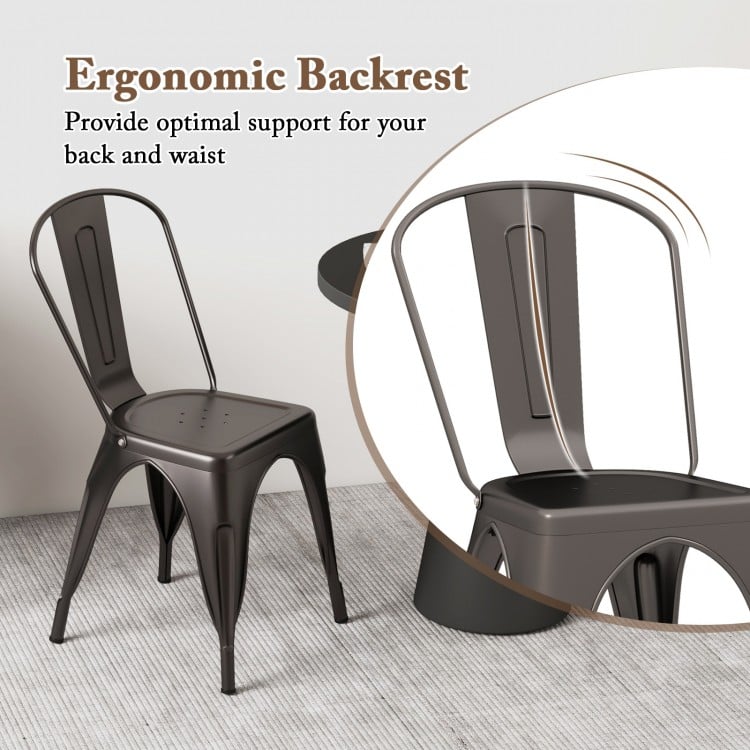 Metal Dining Chairs Set of 4 with Removable Backrest for Dining Room Restaurant Living Room-Gun