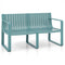 Weather-resistant Plastic 2-Person Bench with Curved Backrest-Blue
