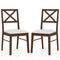 Upholstered Side Dining Chairs Set of 2 with Rubber Wood Frame-Brown