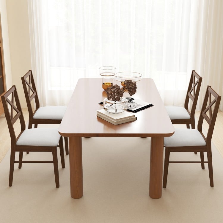 Upholstered Side Dining Chairs Set of 2 with Rubber Wood Frame-Brown