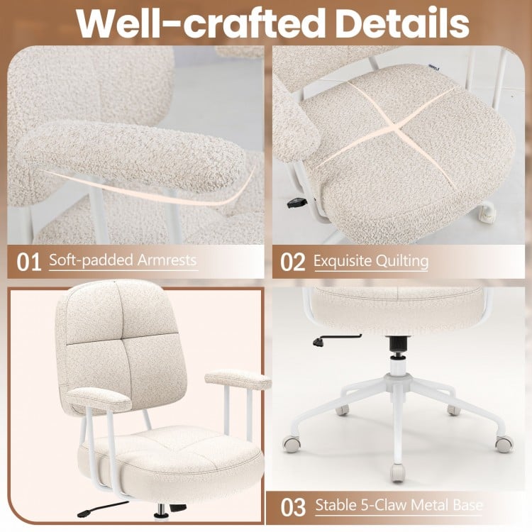 Leathaire Upholstered Task Home Office Chair with Cushioned Back-Beige