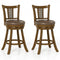 30 Inch Set of 2 Bar Stools with PE Rattan Backrest and Rubber Wood Frame-Brown
