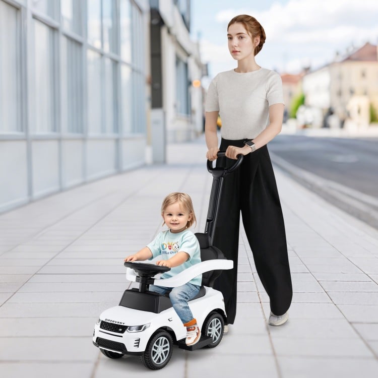 3 in 1 Push Car with Removable Handle and Guardrail for Kids 18-36 Months Old-Pink