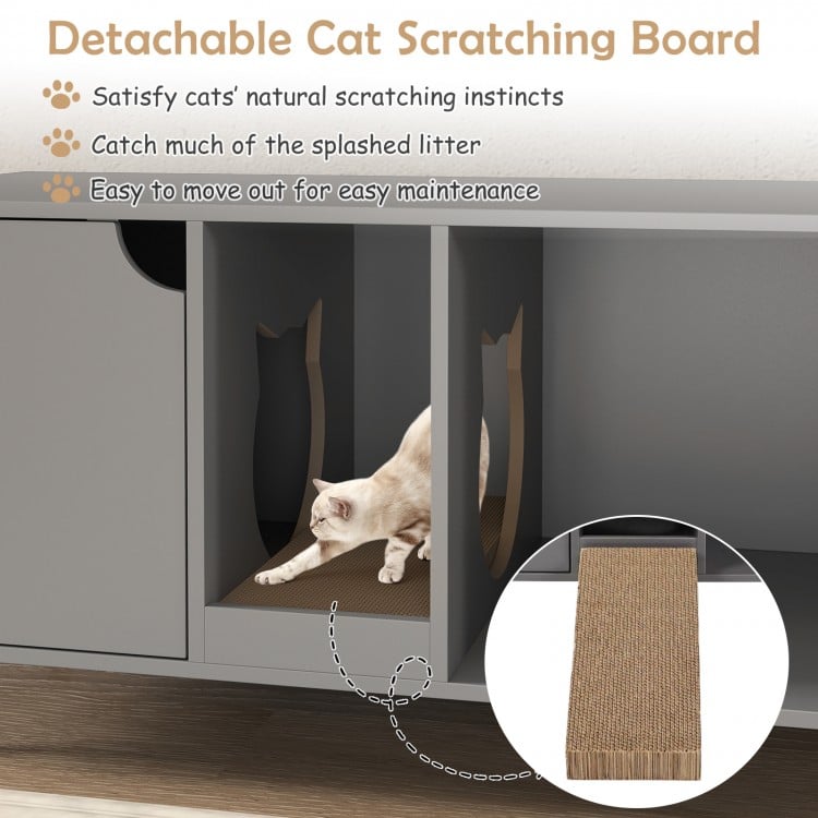 40 Inch Cat Litter Box Enclosure for 2 Cats Hidden Cat Washroom-Gray