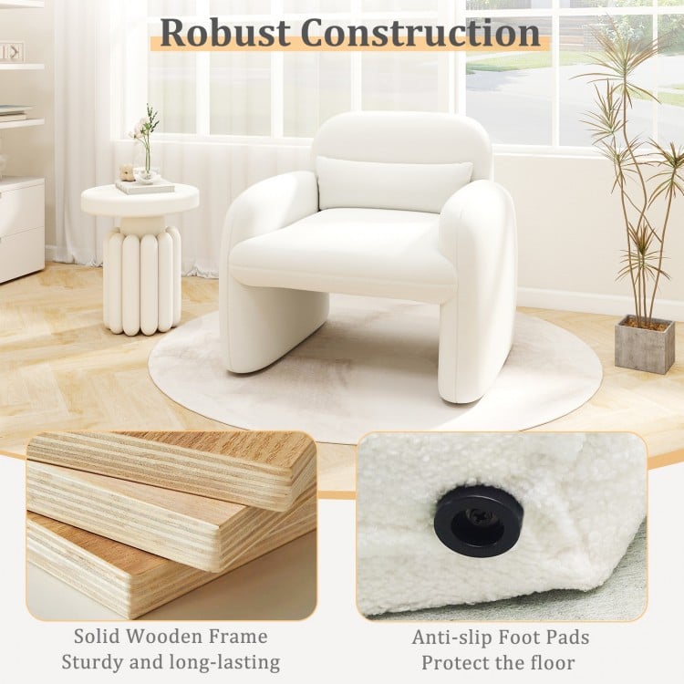 Modern Accent Chair with Waist Pillow and Armrests for Living Room Bedroom-Beige