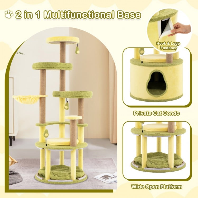 Large Avocado Cat Tree Multi-level Cat Tower with Private Condo-Green