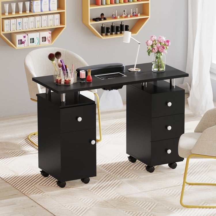 Manicure Table Nail Desk with Electric Dust Collector and 3 Dust Bags-Black