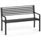 50 Inch Outdoor Metal Park Bench Patio Slatted Garden Bench for 2-3 People-Black