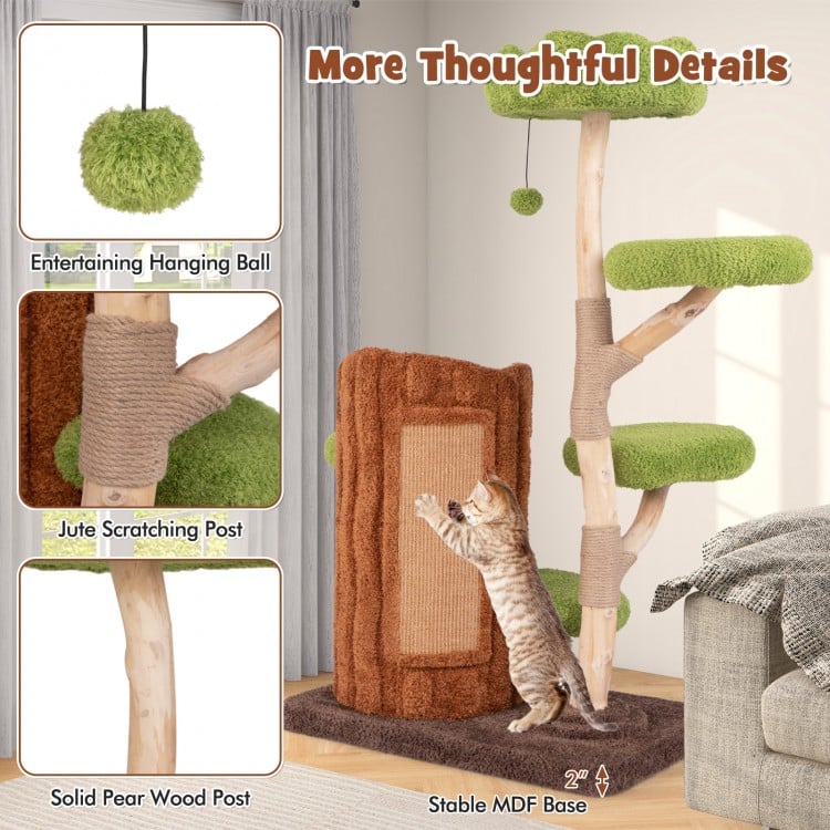 Multi-level Cat Tree with Double Decker Cat House and Sisal Panel-Brown