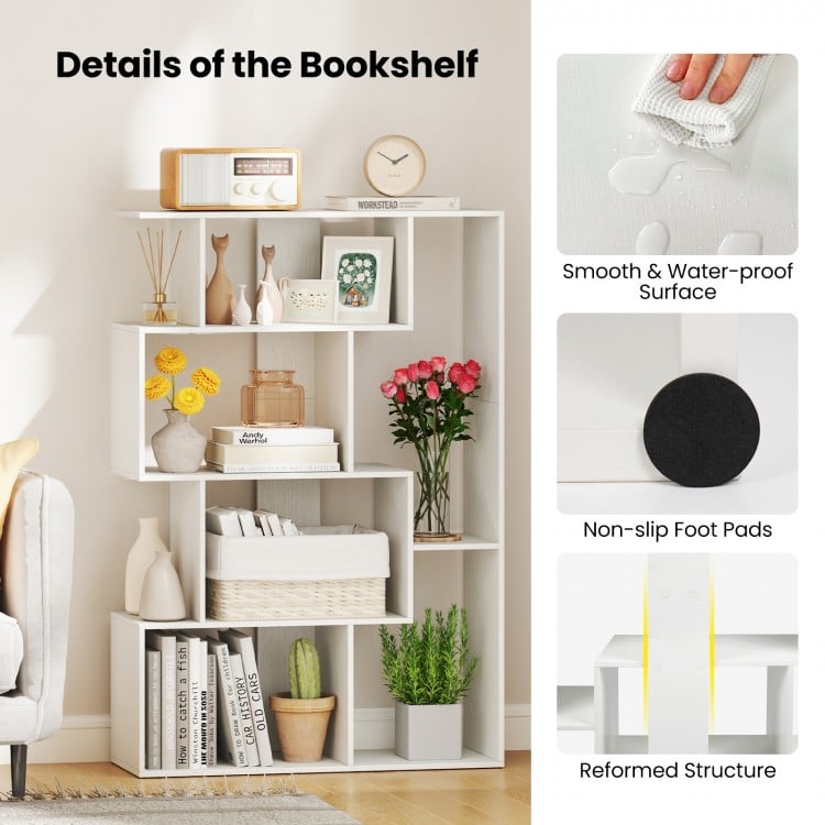 47 Inch 6-Cube Open-back Geometric Bookshelf for Bedroom Living Room-White
