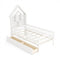 Twin Size House Bed Kids Montessori Bed with House-Shaped Storage Headboard-White