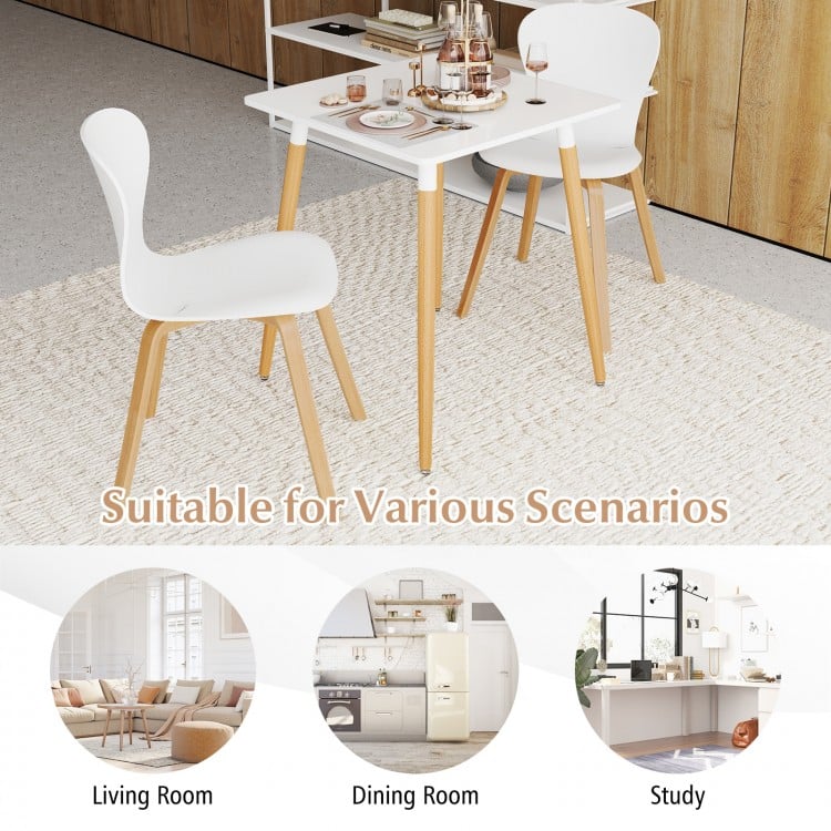 Square Dining Table with Adjustable Foot Pads for Dining Room Kitchen-White