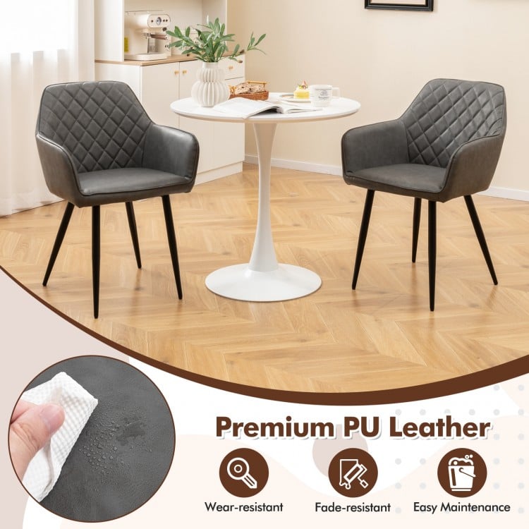 Leisure Dining Chair Set of 2 with Curved Backrest and Wide Seat-Gray