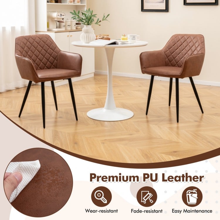 Leisure Dining Chair Set of 2 with Curved Backrest and Wide Seat-Coffee