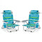 Foldable Backpack Beach Chair with Cup Holder and Storage Pockets Set of 2-Green