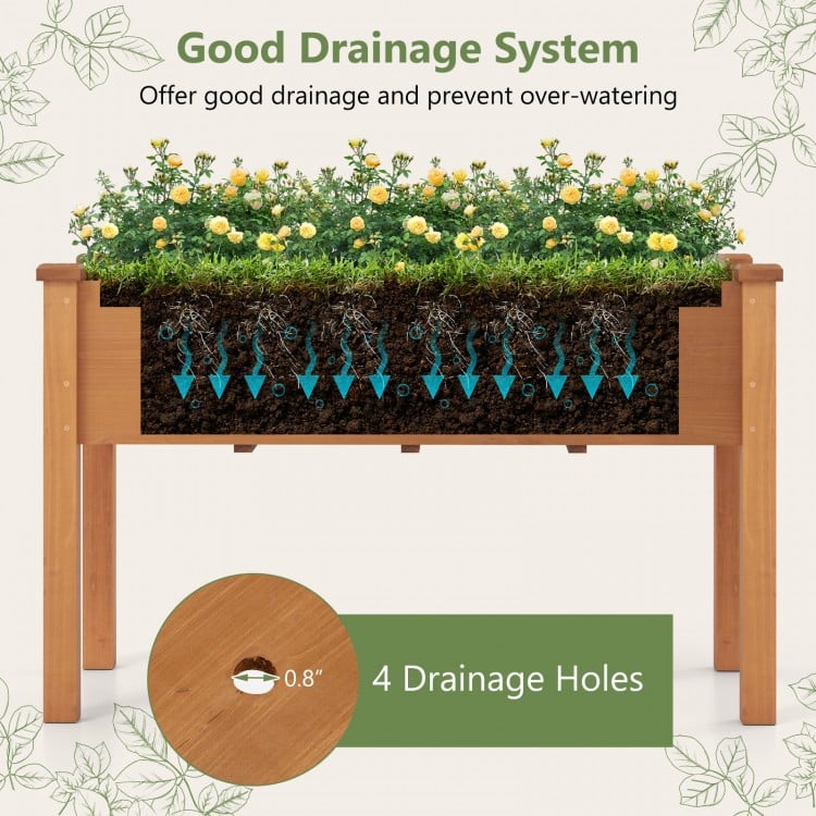 Raised Garden Bed with Legs and Drainage Holes for Backyard-Brown