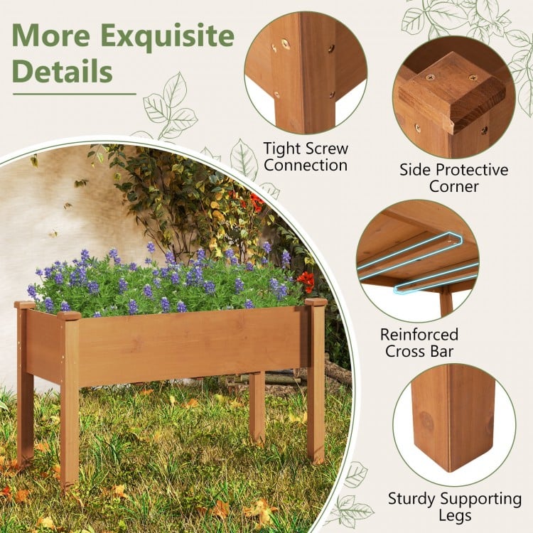 Raised Garden Bed with Legs and Drainage Holes for Backyard-Brown