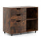 3-Drawer File Cabinet with Adjustable Shelf and Wheels for Letter-Rustic Brown