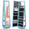 360° Rotatable 2-in-1 Lockable Jewelry Cabinet with Full-Length Mirror-Blue