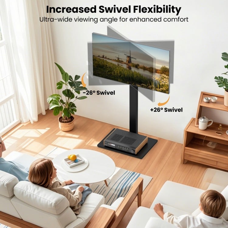 Height Adjustable Floor TV Stand with AV Shelf for 32-70 Inch TVs