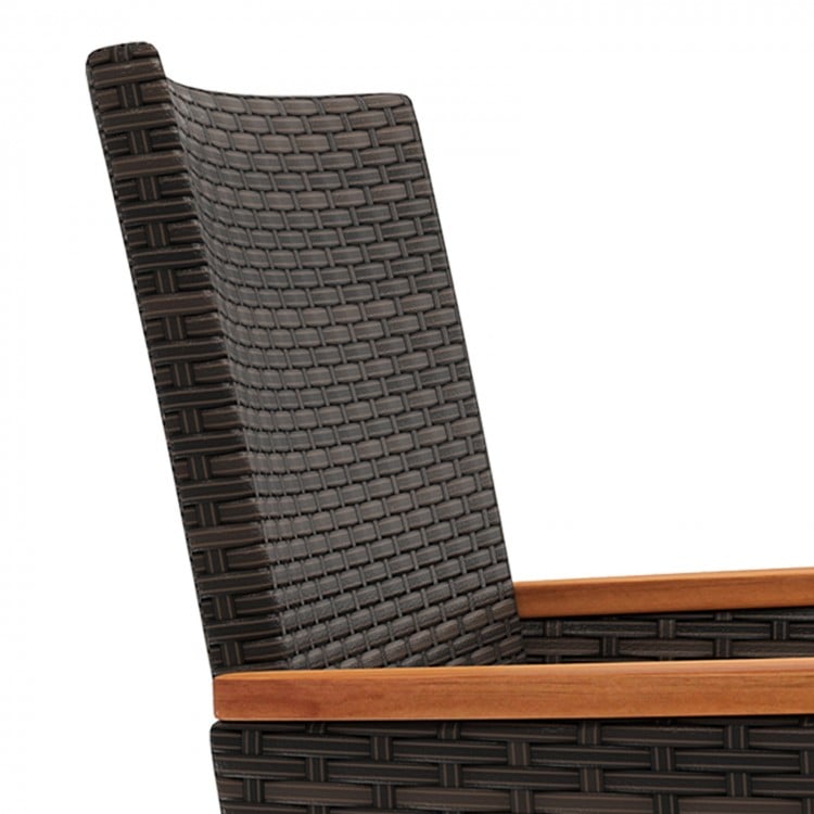 4 Piece Patio Wicker Sofa Set 2 Rattan Chairs and Loveseat with Table-Brown