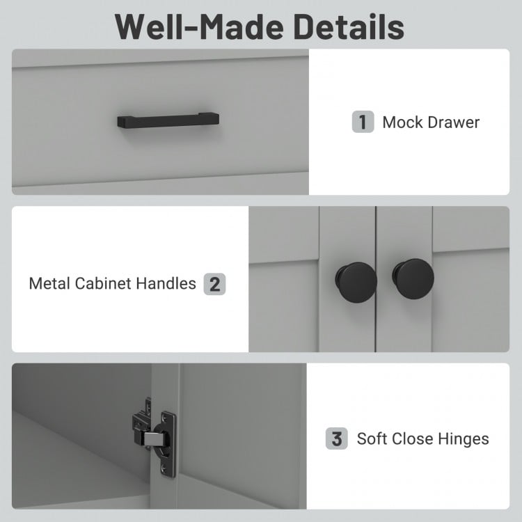 Bathroom Vanity Unit with Basin and 2 Doors-Gray