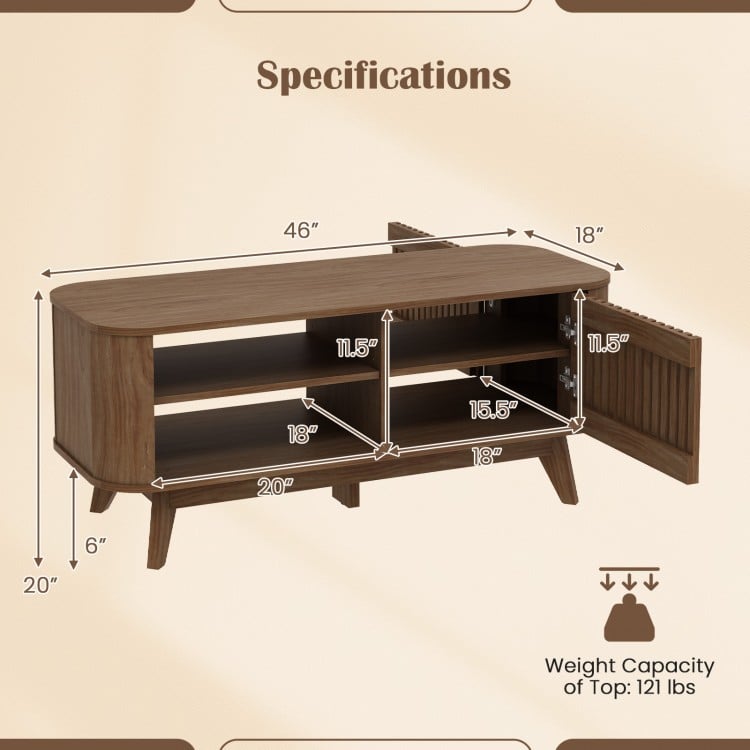 Rectangular Coffee Table with Storage and Adjustable Shelves-Walnut
