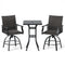 3 Pieces PE Wicker Patio Swivel Bar Set with Quick-Drying Foam-Black
