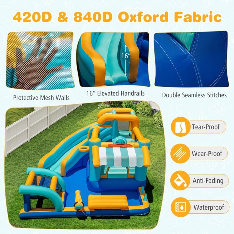 Inflatable Water Slide Bounce House Kids Jump Castle with Water Cannon