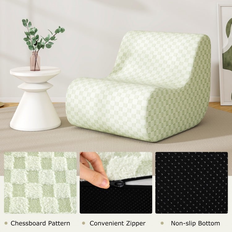 Bean Bag Chair with Ottoman and High Elasticity Sponge-Green