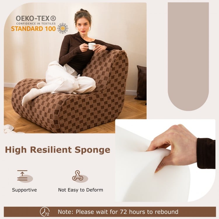 Bean Bag Chair with Ottoman and High Elasticity Sponge-Brown