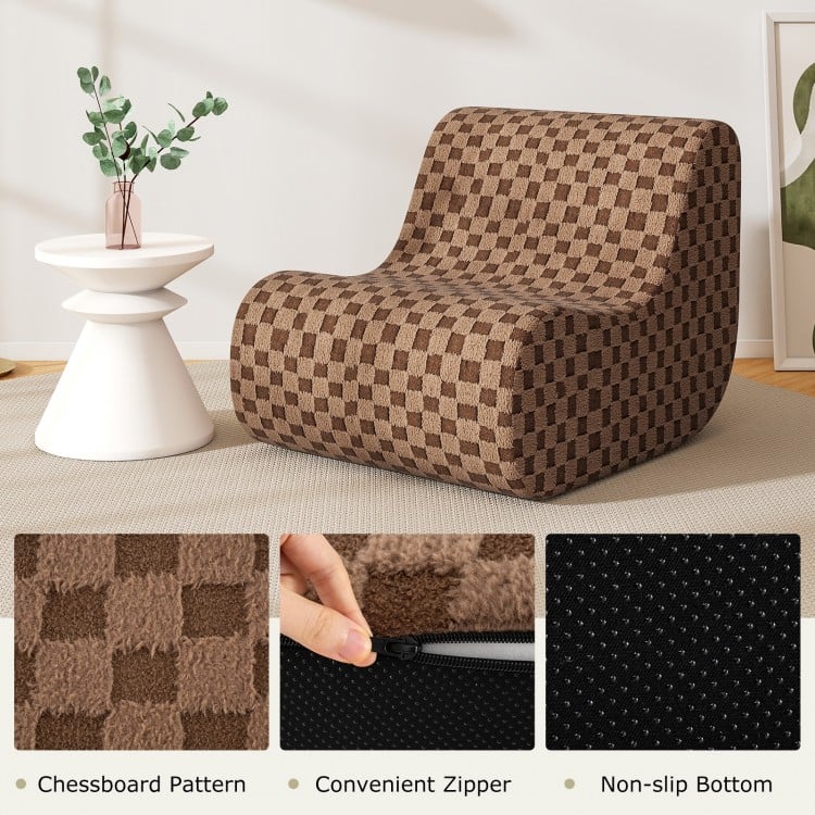 Bean Bag Chair with Ottoman and High Elasticity Sponge-Brown