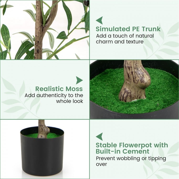 4.5 Feet Tall Artificial Olive Tree Fake Potted Trees with Realistic Fruits-Set of 2
