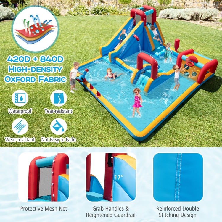 Inflatable Double Water Slide Park 9-in-1 Giant Bounce House Blower Excluded