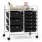 9-Drawer Rolling Storage Cart with Colorful Drawers and Metal Frame-Black