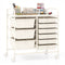 9-Drawer Rolling Storage Cart with Colorful Drawers and Metal Frame-White
