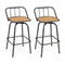 360° Swivel Bar Stool Set of 2 with Footrest and Backrest-Balck & Natural