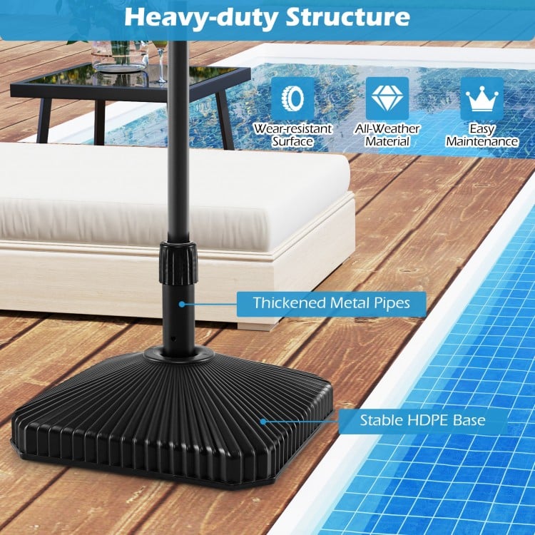 Fillable Umbrella Base with Shell Texture and 3 Coupler Sizes-Black