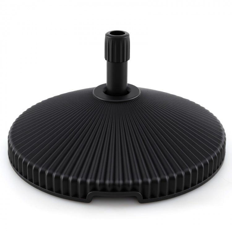 Water and Sand Filled Outdoor Umbrella Stand with Shell Texture and 3 Coupler Sizes-Black
