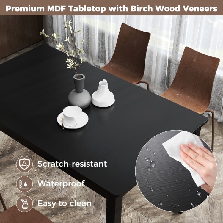 48-Inch Wooden Dining Table for 4 People Rectangular Kitchen Table with Rubber Wood Legs-Black
