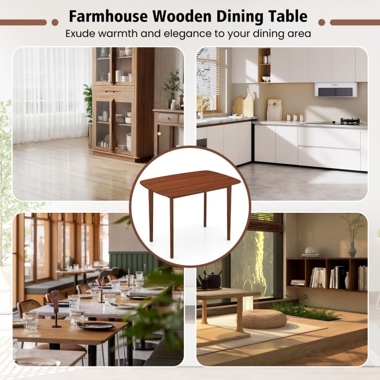Wooden Dining Table for 2-4 People Kitchen Table with Rubber Wood Legs-Walnut