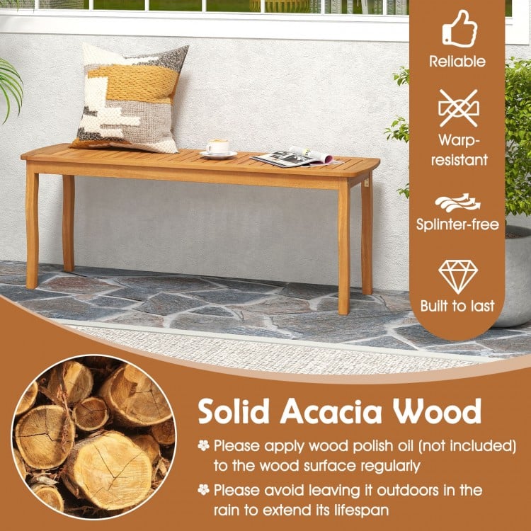 Acacia Wood Outdoor 48" Long Patio Dining Bench-2 Pieces